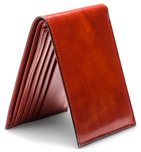 Bosca Men's Leather Wallet RFID Blocking - Bifold Executive Men's Wallet with 5 Card Slots, ID Window & Divided Currency Well - Genuine Old Leather, Ideal Gift Wallet for Men, Cognac Brown - Image 5