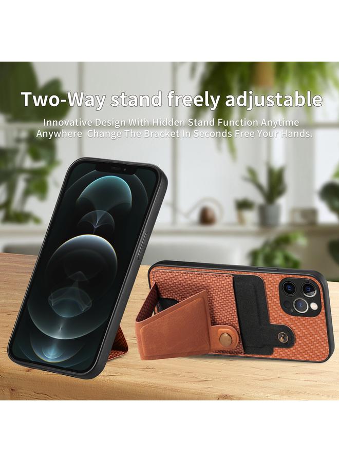 Zaboon Case For iPhone 12 Pro Max Carbon Fiber Wallet Flip Card K-shaped Holder Phone Case - Image 4