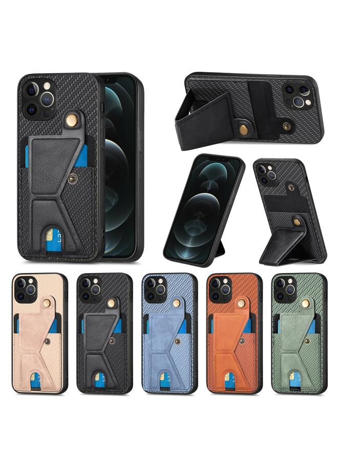 Zaboon Case For iPhone 12 Pro Max Carbon Fiber Wallet Flip Card K-shaped Holder Phone Case - Image 5