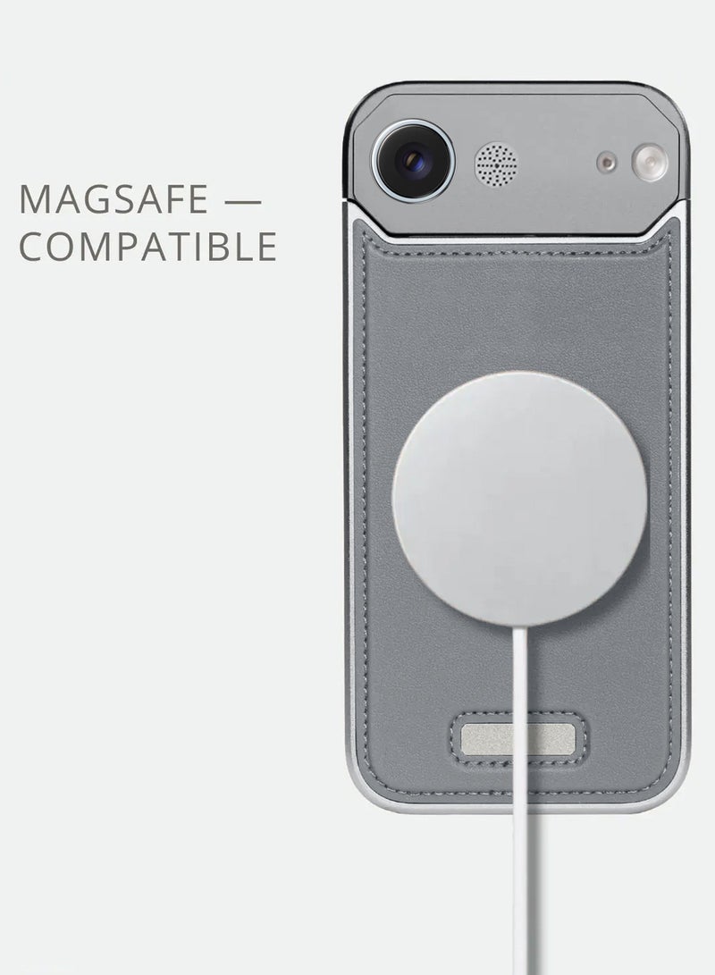 دبليو تيك غلاف معدني بدون إطار لجهاز آيفون Air 5G من أبل لعام 2025 جلد نباتي يدعم ماجسيف صلبة (MCMPMN) - رمادي - Image 3