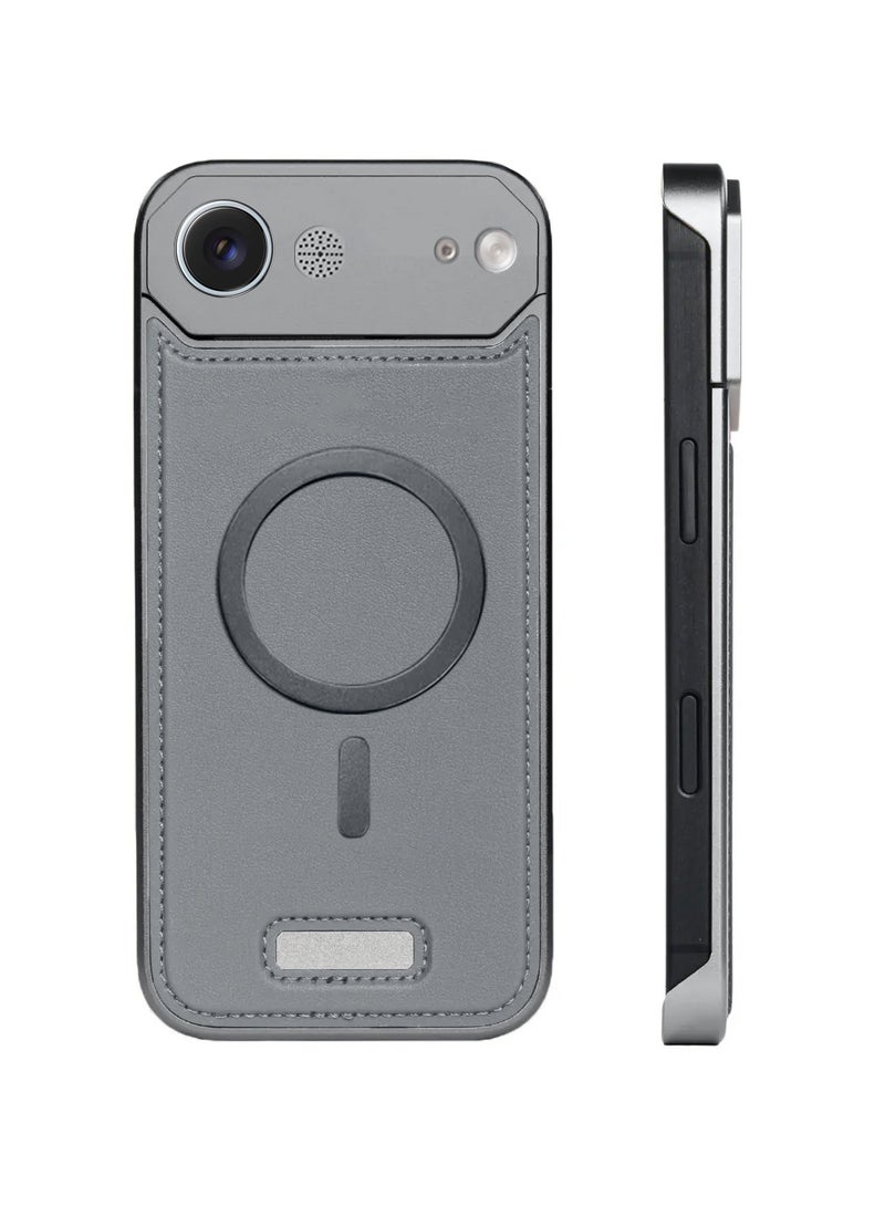 دبليو تيك غلاف معدني بدون إطار لجهاز آيفون Air 5G من أبل لعام 2025 جلد نباتي يدعم ماجسيف صلبة (MCMPMN) - رمادي - Image 2