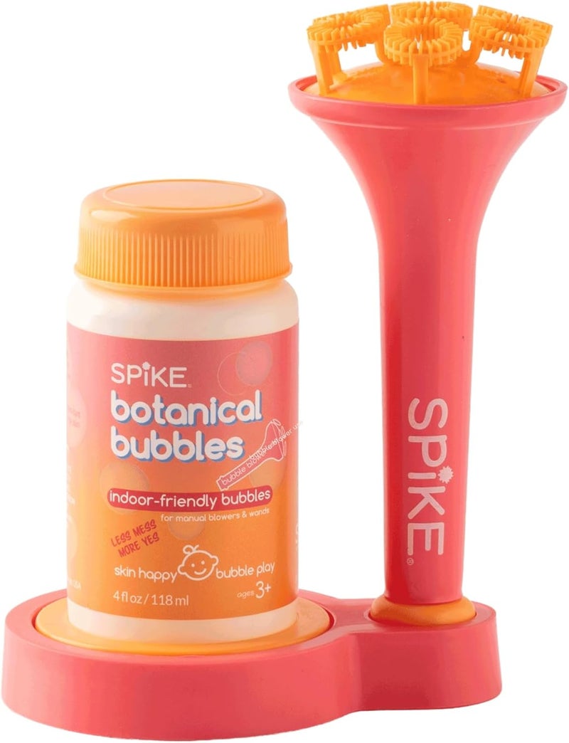 Spike Innobaby Bubble Blower with Mess Free Botanical Bubbles and Dipping Tray - Pink Color - Magic Wand Blows Oodles of Bubbles Without The Mess - Recommended for Speech, Visual & Motor Development - Image 1