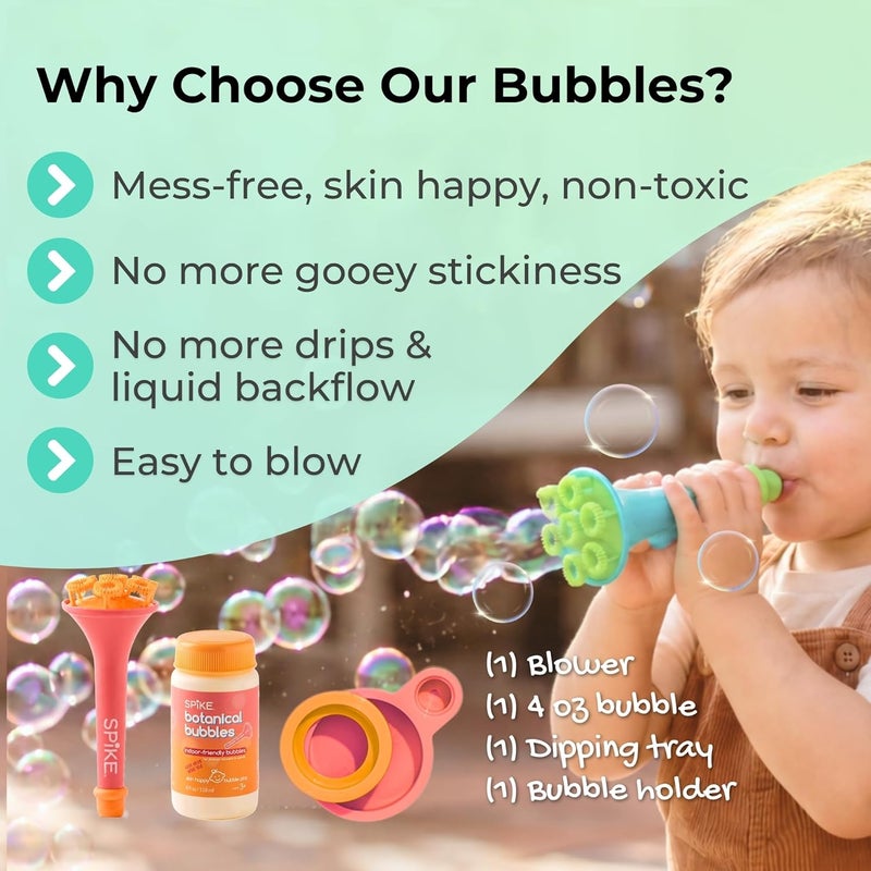 Spike Innobaby Bubble Blower with Mess Free Botanical Bubbles and Dipping Tray - Pink Color - Magic Wand Blows Oodles of Bubbles Without The Mess - Recommended for Speech, Visual & Motor Development - Image 3