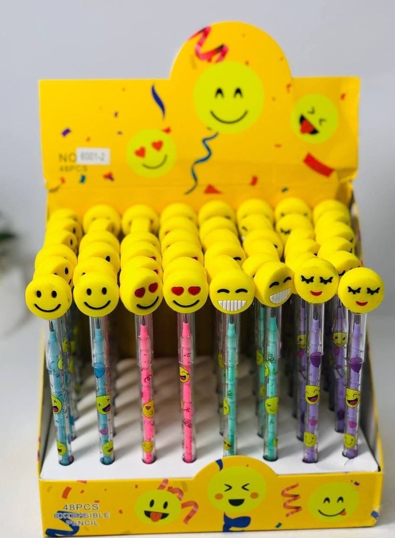 Pencil stand, Smiley 3D pencil, 11 tips with cover, very clean material, stand: 48 pencils