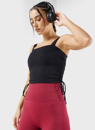 Padded Ruched Longline Sports Bra