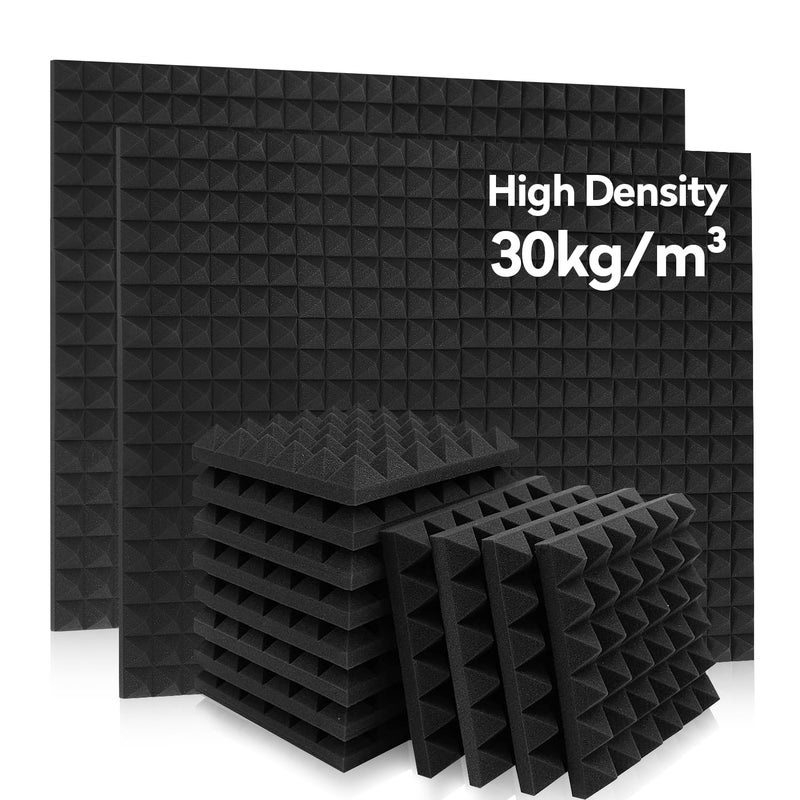 AUSLET 36 Pack AUSLET Acoustic Panels 12 x 12 x 2 Inches, Pyramid Sound Proof Foam Panels for Wall, High Density Black Acoustic Foam Panels,Soundproof Wall Panels - Image 1