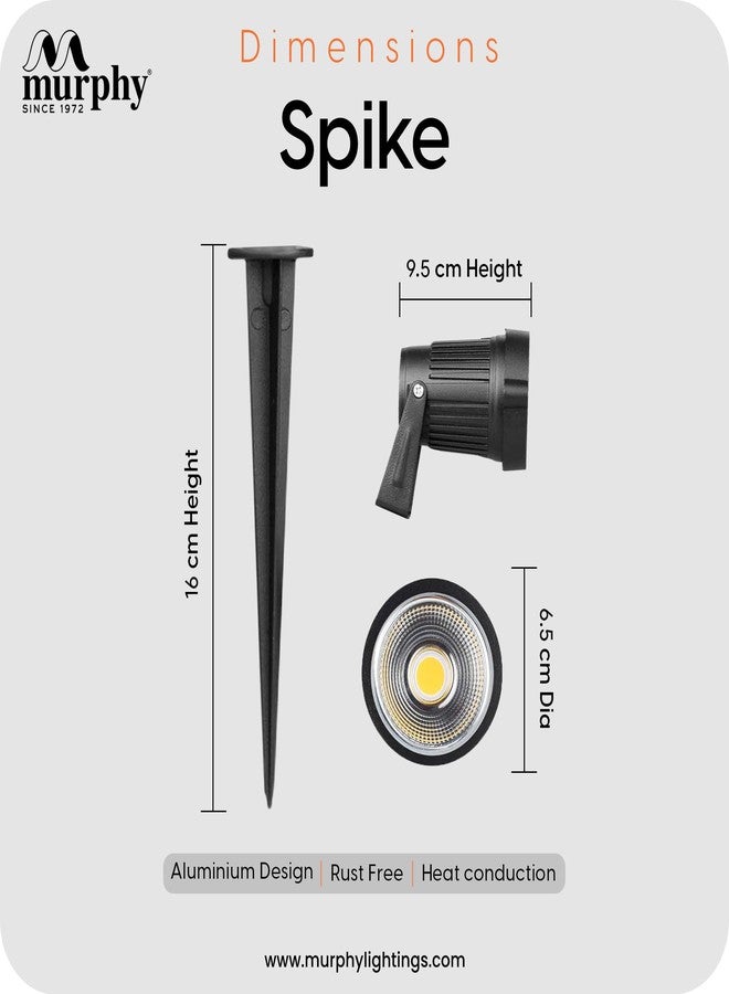 Murphy 10W Heavy-Duty LED Spike Focus Light - IP65 Water Resistant, Adjustable 180°, High-Grade Aluminium Material, Outdoor Garden Lights with 2 Years Warranty (Warm White), Pack of 2 - Image 4