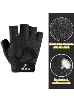 REXCHI Workout Gloves, with Palm Protection, Semi Finger Training Gloves, Lightweight Gym Weight Lifting Gloves for Men/Women, Breathable Exercise, Black  - Image 3