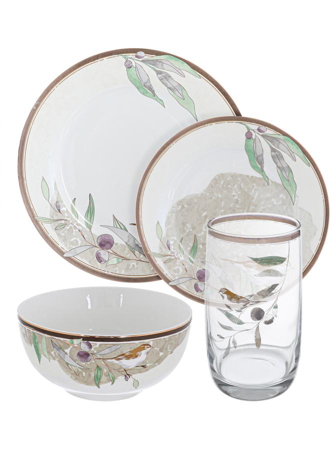 Alsaif Porcelain Dinner Serving Set 24 Pieces White - Image 1