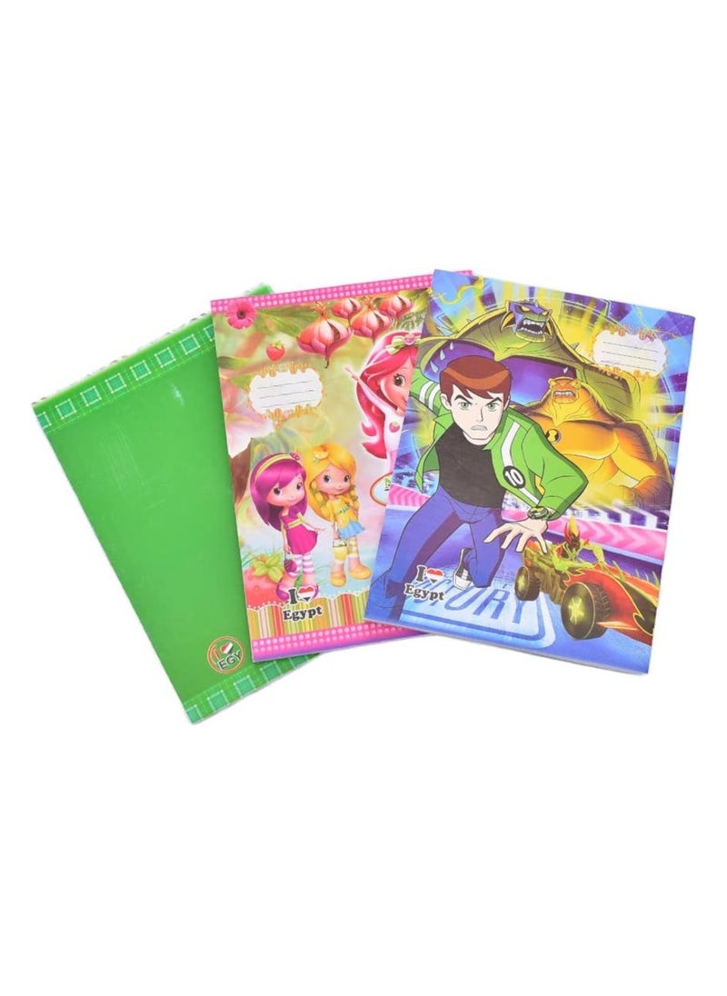 Stapled Math (Squares) Notebook 60 Sheets 16 * 22 cm Pack Of 3 Notebooks - Multicolour