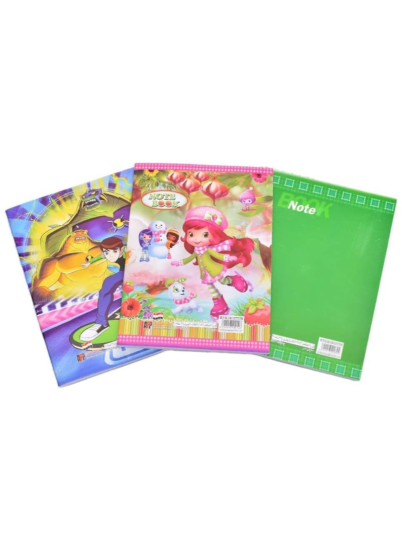 Stapled Math (Squares) Notebook 60 Sheets 16 * 22 cm Pack Of 3 Notebooks - Multicolour