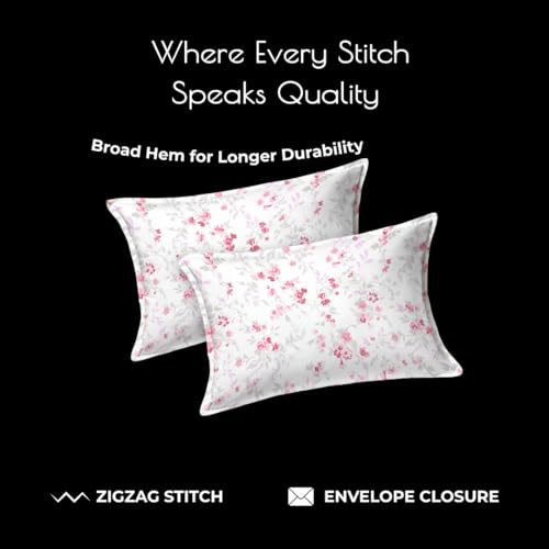 Plumora Single Bed Cotton Bedsheet with 1 Pillow Cover, 100% Pure Cotton Single Bedsheet 60×90 Inches, 240 TC Soft Breathable Floral Bed Sheet – (Ruby Bloom,Single) - Image 5