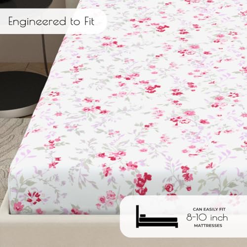 Plumora Single Bed Cotton Bedsheet with 1 Pillow Cover, 100% Pure Cotton Single Bedsheet 60×90 Inches, 240 TC Soft Breathable Floral Bed Sheet – (Ruby Bloom,Single) - Image 3
