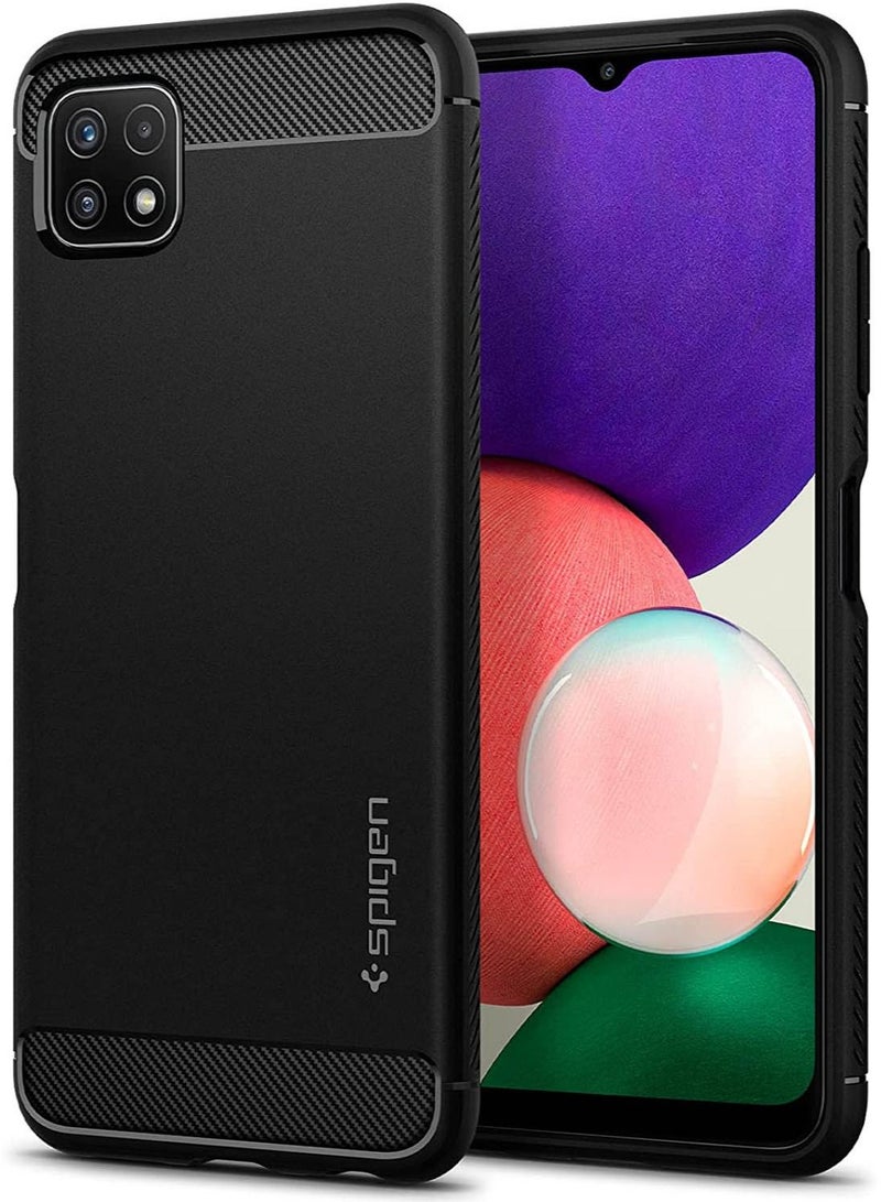 Spigen Rugged Armor Case Cover for Samsung Galaxy A22 5G - Matte Black - Image 1