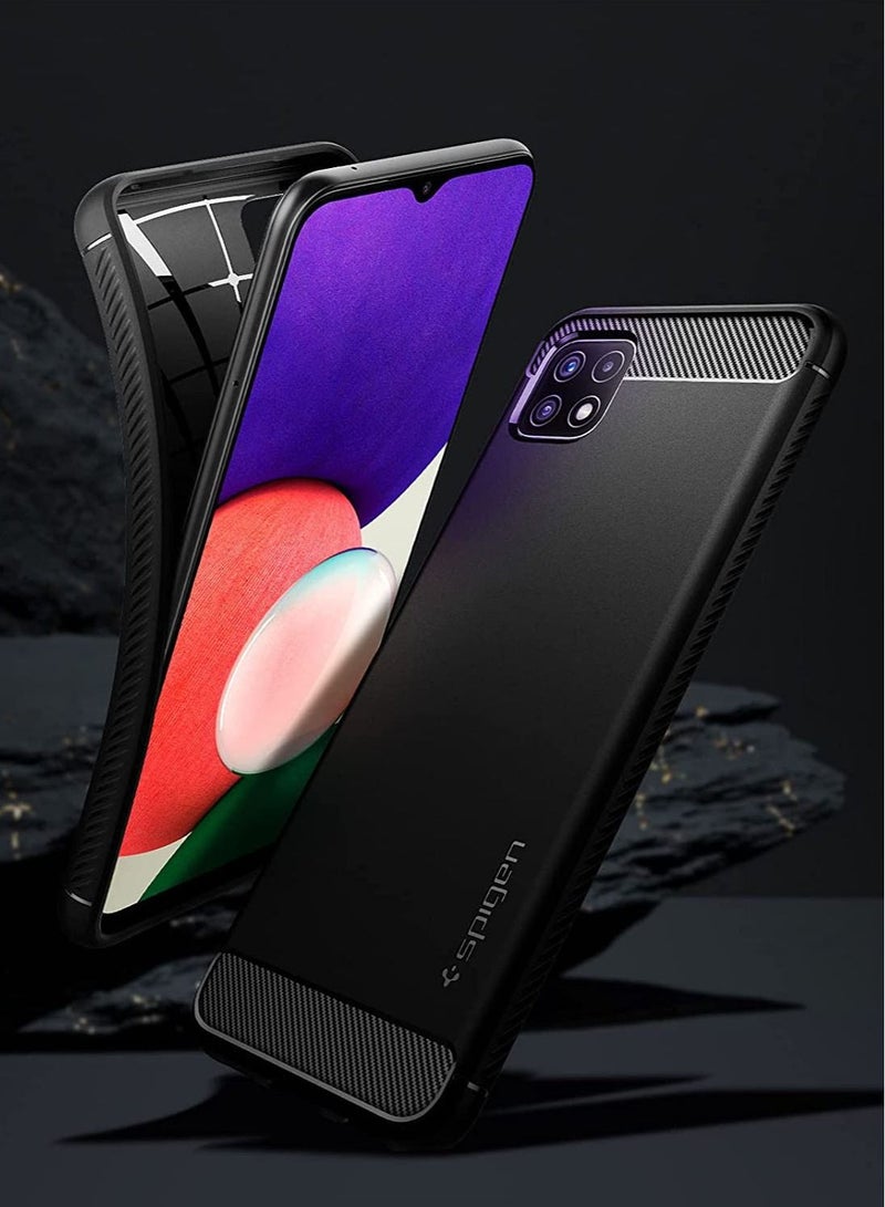 Spigen Rugged Armor Case Cover for Samsung Galaxy A22 5G - Matte Black - Image 2