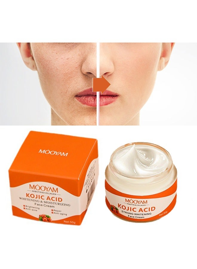 MOOYAM Kojic Acid Whitening Moisturizing Face Cream-Anti acne and Anti aging Brightening ,Anti-Wrinkle Firming,Repair Skin Barrier,Suitable For All Skin Types 50g  - Image 1