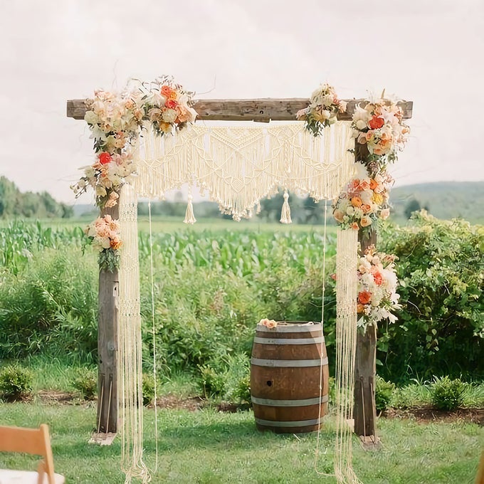 LARGE MACRAME WALL HANGING BOHO WEDDING DECOR FOR ARBORARCH DOORWAY CURTAIN PHOTO BACKDROP BOHEMIAN HOME GEOMETRIC ART DECOR BEAUTIFUL ROOM DECORATION 55 W X 78 L