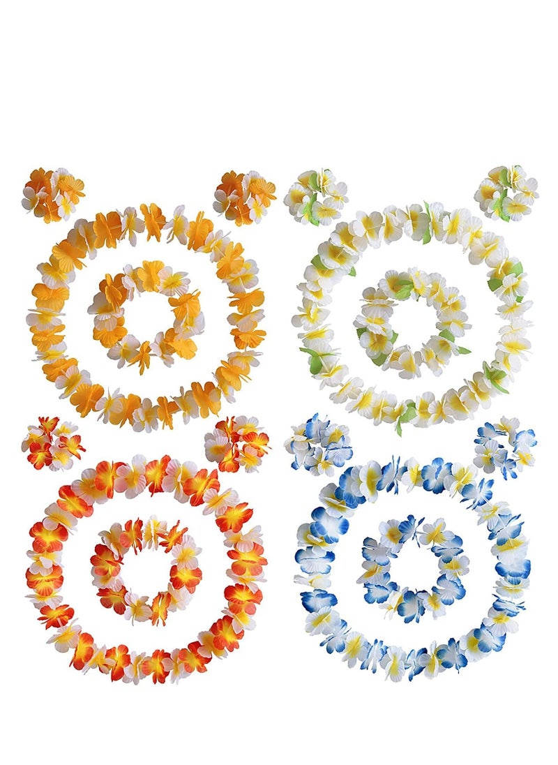 SYOSI Hawaiian Lei Garlands, Flower Tropical Party Supplies Necklace Headbands, and Wristbands Colorful for Decorations Beach Vacation Luau Birthday Favors 4 Set  - Image 1