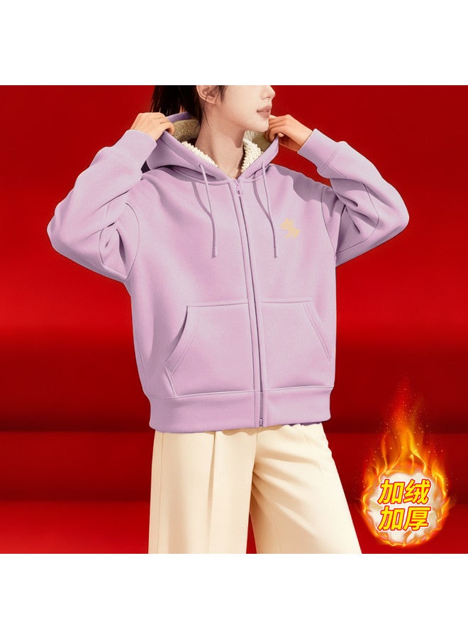Flying in the snow Fleece Hoodie Women's Autumn Winter 2026 Year Of The Horse Zodiac Heavyweight Loose Top - Image 3