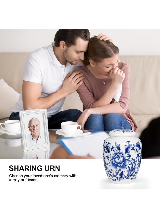 SIBRANT Small Urns for Human Ashes, Ceramic Memorial Mini Urns, Ceramic Urns for Female & Male Pet Ashes,Small Sharing Ash Keepsake with Exquisite Box Honor Your Loved One Lost（Blue &1M） - Image 4
