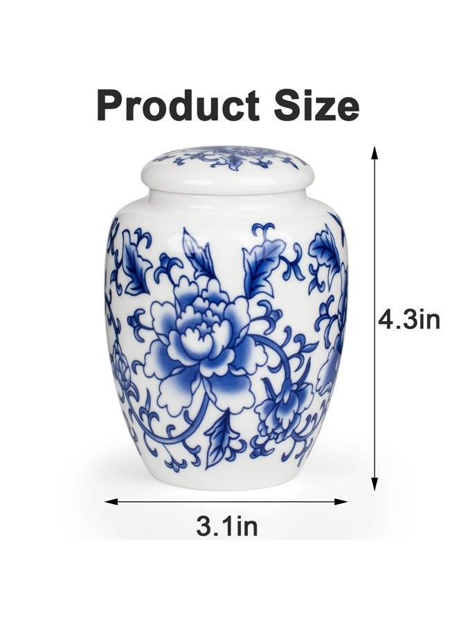 SIBRANT Small Urns for Human Ashes, Ceramic Memorial Mini Urns, Ceramic Urns for Female & Male Pet Ashes,Small Sharing Ash Keepsake with Exquisite Box Honor Your Loved One Lost（Blue &1M） - Image 2
