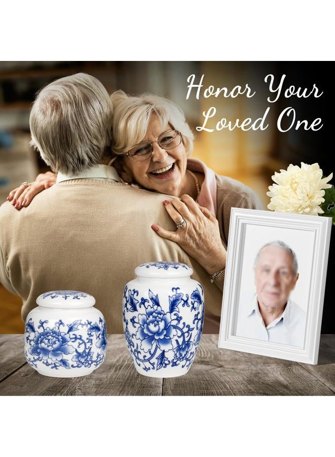 SIBRANT Small Urns for Human Ashes, Ceramic Memorial Mini Urns, Ceramic Urns for Female & Male Pet Ashes,Small Sharing Ash Keepsake with Exquisite Box Honor Your Loved One Lost（Blue &1M） - Image 5