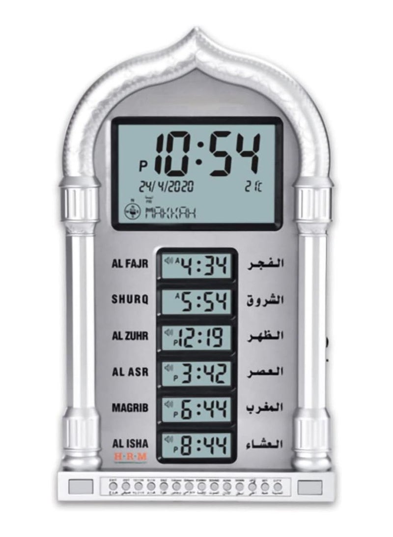 Large Muslim Islamic Prayer Clock Praying Azan Alarm Wall Clock With World Time Function Mosque Prayer Clock Islam Worldwide Prayer Time  - Image 1