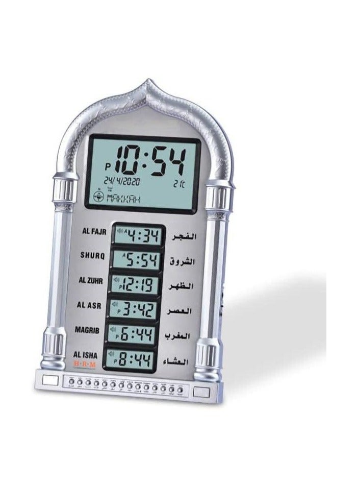 Large Muslim Islamic Prayer Clock Praying Azan Alarm Wall Clock With World Time Function Mosque Prayer Clock Islam Worldwide Prayer Time  - Image 4