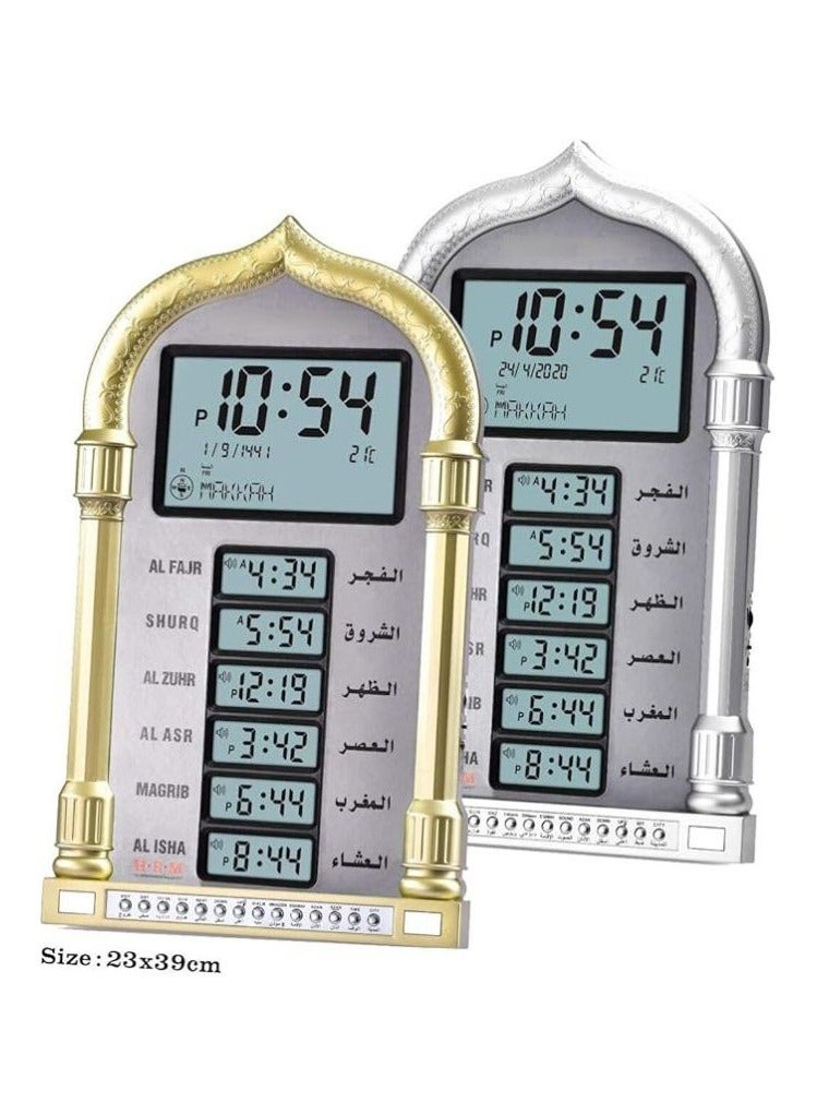 Large Muslim Islamic Prayer Clock Praying Azan Alarm Wall Clock With World Time Function Mosque Prayer Clock Islam Worldwide Prayer Time  - Image 5