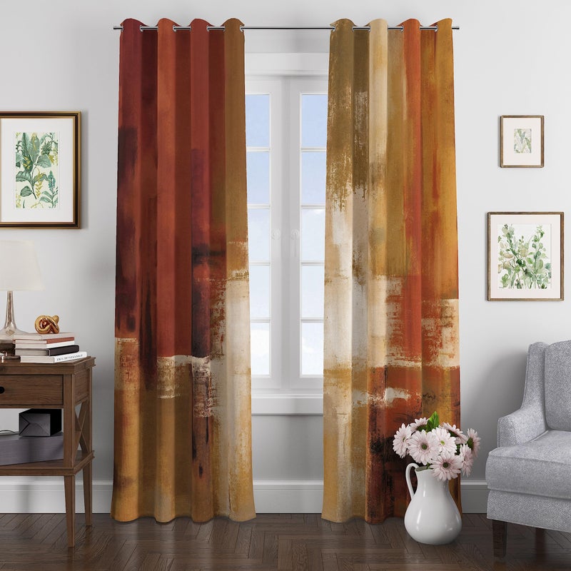 Asuexpect Burnt Orange Curtains 2 Panels Abstract Rust Curtain Room Darkening Grommet Window Treatments Modern Decorative for Bedroom Living Room  52x63 Inches - Image 5