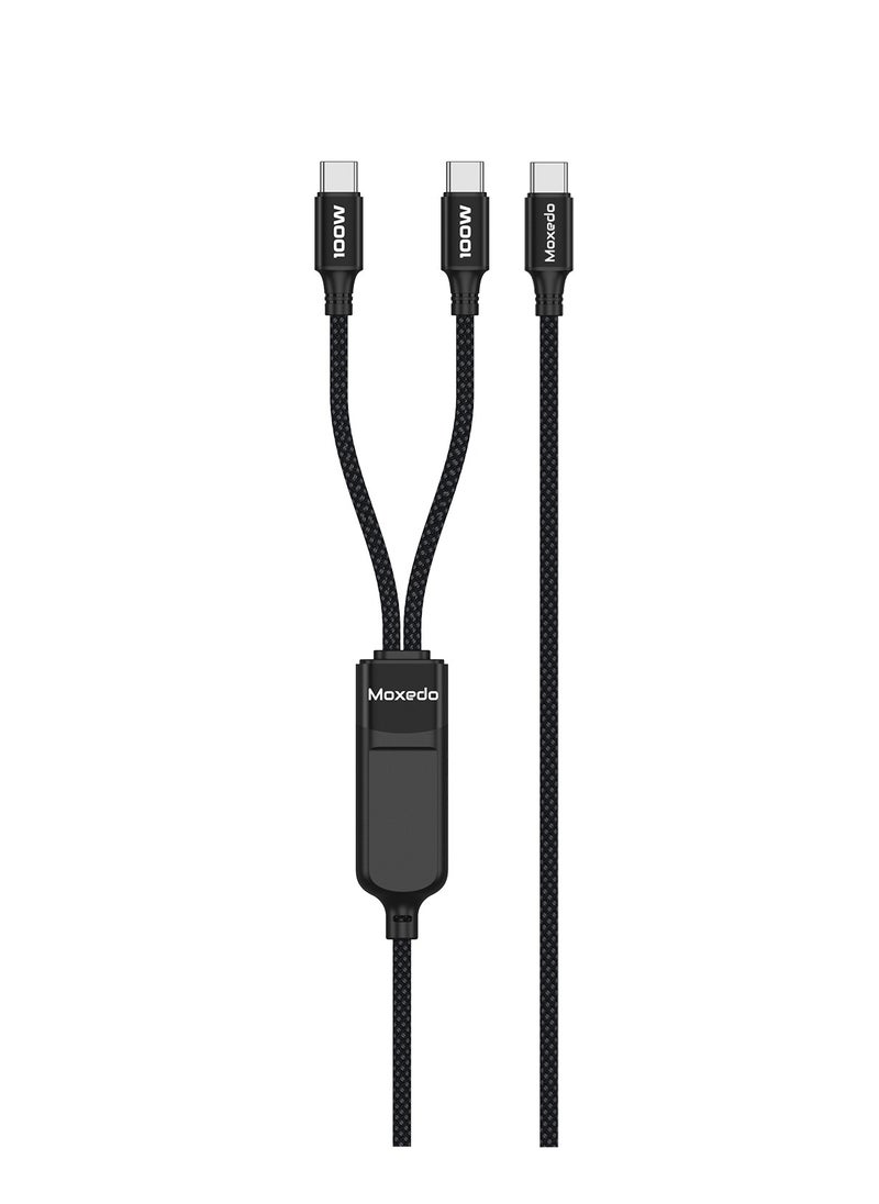 Moxedo Moxedo 2 in 1 Charging Cable 100W PD Fast Charging PD 3.0 USB-C to C + C 1.5 Meters Braded Nylon Cable Compatible for iPhone, Samsung, MacBook Air/Pro, Lenovo, iPad and More  - Image 1