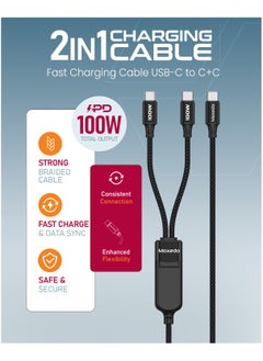 Moxedo Moxedo 2 in 1 Charging Cable 100W PD Fast Charging PD 3.0 USB-C to C + C 1.5 Meters Braded Nylon Cable Compatible for iPhone, Samsung, MacBook Air/Pro, Lenovo, iPad and More  - Image 5