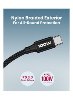 Moxedo Moxedo 2 in 1 Charging Cable 100W PD Fast Charging PD 3.0 USB-C to C + C 1.5 Meters Braded Nylon Cable Compatible for iPhone, Samsung, MacBook Air/Pro, Lenovo, iPad and More  - Image 4