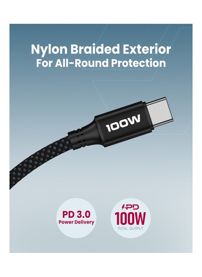 Moxedo Moxedo 2 in 1 Charging Cable 100W PD Fast Charging PD 3.0 USB-C to C + C 1.5 Meters Braded Nylon Cable Compatible for iPhone, Samsung, MacBook Air/Pro, Lenovo, iPad and More  - Image 4