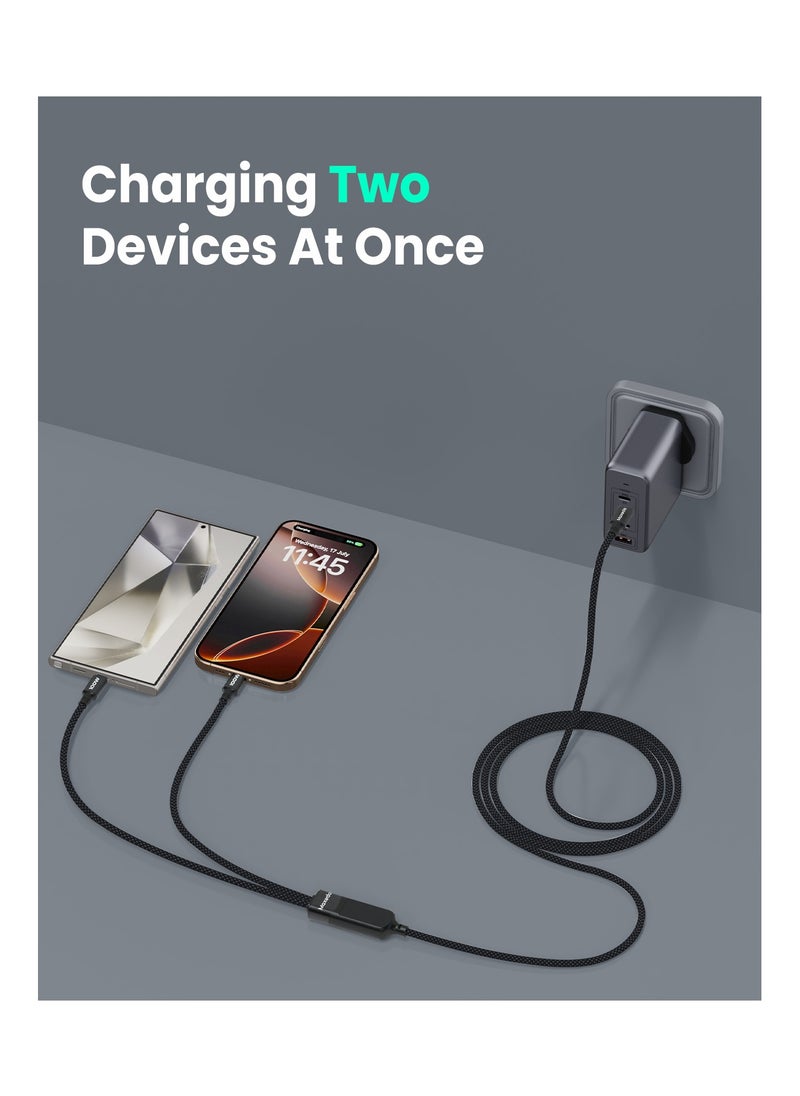 Moxedo Moxedo 2 in 1 Charging Cable 100W PD Fast Charging PD 3.0 USB-C to C + C 1.5 Meters Braded Nylon Cable Compatible for iPhone, Samsung, MacBook Air/Pro, Lenovo, iPad and More  - Image 3
