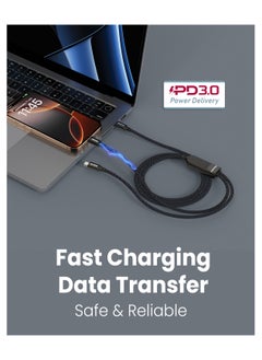 Moxedo Moxedo 2 in 1 Charging Cable 100W PD Fast Charging PD 3.0 USB-C to C + C 1.5 Meters Braded Nylon Cable Compatible for iPhone, Samsung, MacBook Air/Pro, Lenovo, iPad and More  - Image 2
