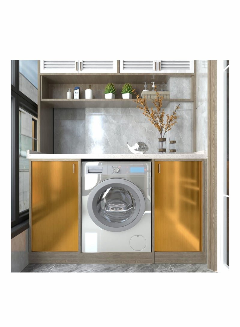 Gold Wallpaper Peel and Stick Wallpaper Contact Paper Gold Metallic Wallpaper Golden Metal Look Wallpaper Stainless Steel Self Adhesive Appliances Wallpaper DIY Cabinets Liner Decor - Image 3