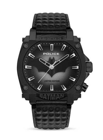 POLICE Forever Batman 45mm Limited Edition Black Genuine Leather Strap Men's Watch