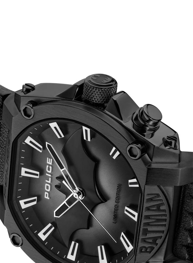 POLICE Forever Batman 45mm Limited Edition Black Genuine Leather Strap Men's Watch