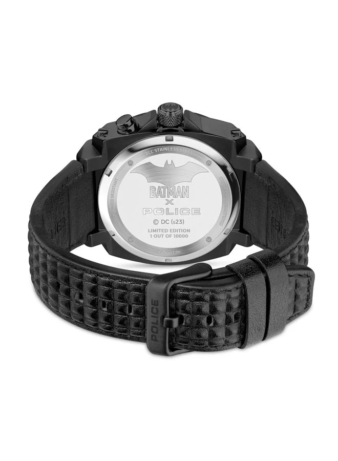 POLICE Forever Batman 45mm Limited Edition Black Genuine Leather Strap Men's Watch