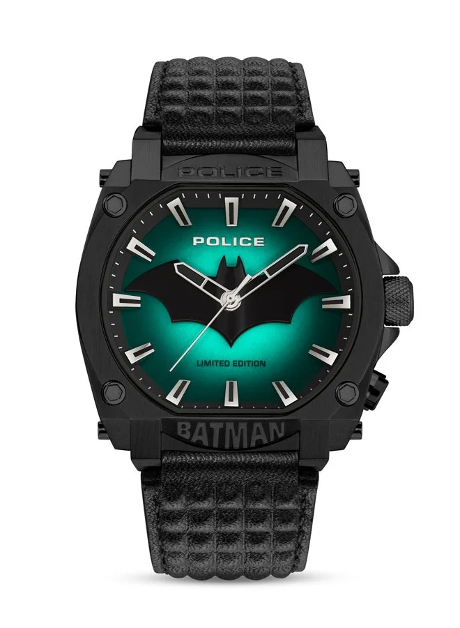 POLICE Forever Batman 45mm Limited Edition Black Genuine Leather Strap Men's Watch