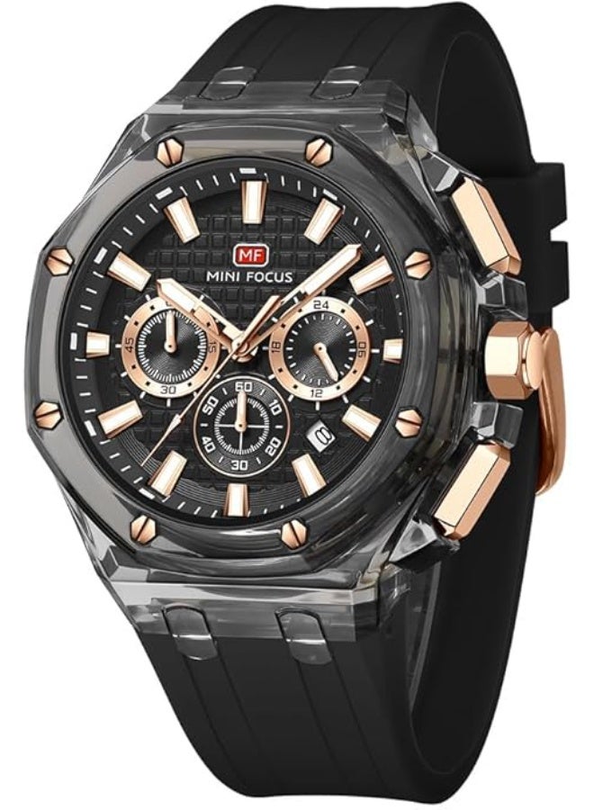 ميني فوكاس ساعة يد رجالية رياضية أنيقة بسوار سيليكون موديل MF0616G.04 تعمل بنظام كوارتز - Image 1