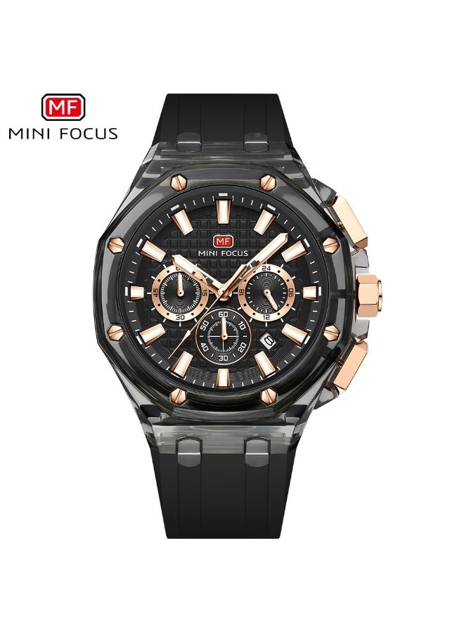 ميني فوكاس ساعة يد رجالية رياضية أنيقة بسوار سيليكون موديل MF0616G.04 تعمل بنظام كوارتز - Image 3