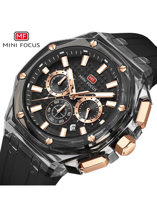 ميني فوكاس ساعة يد رجالية رياضية أنيقة بسوار سيليكون موديل MF0616G.04 تعمل بنظام كوارتز - Image 2
