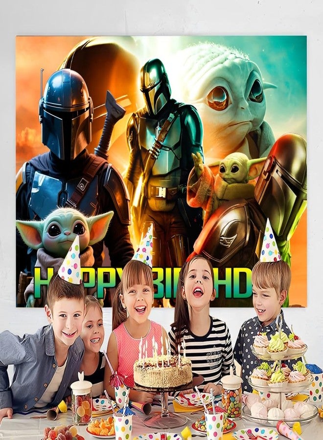 ARHAVI Wall Decor Backdrop for Mandalorian Themed Birthday Decorations Kids Birthday Party Supplies (5x3ft) - Image 2