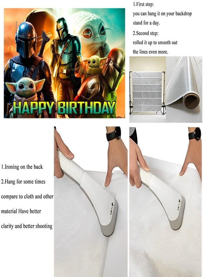 ARHAVI Wall Decor Backdrop for Mandalorian Themed Birthday Decorations Kids Birthday Party Supplies (5x3ft) - Image 4