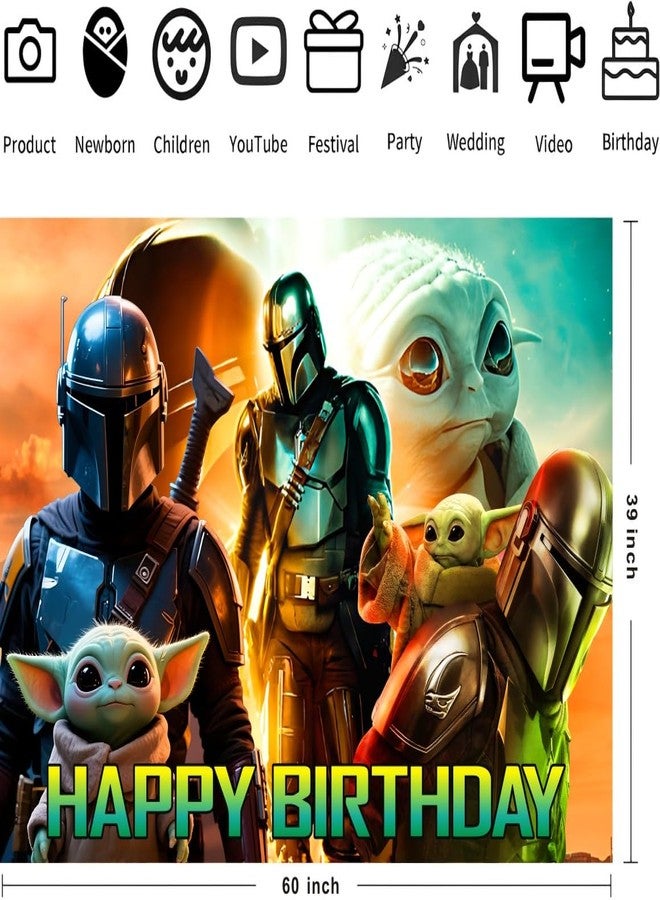 ARHAVI Wall Decor Backdrop for Mandalorian Themed Birthday Decorations Kids Birthday Party Supplies (5x3ft) - Image 3