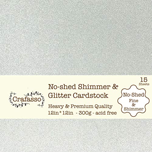 Crafasso No-Shed fine Glitter cardstock, 12" x 12" 300GMS, 15 Sheets, Silver - Image 1