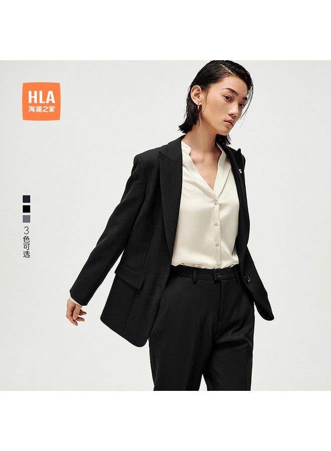 HLA 25 بدلة نسائية مكتبية مزينة بدبابيس الربيع مع طية صدر مثلثة - Image 2