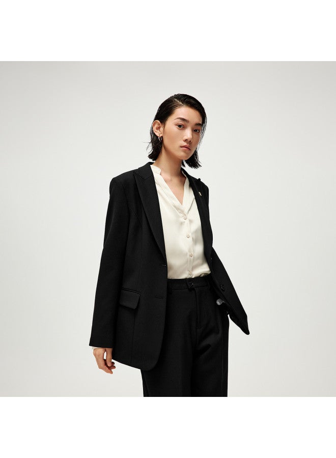 HLA 25 بدلة نسائية مكتبية مزينة بدبابيس الربيع مع طية صدر مثلثة - Image 4